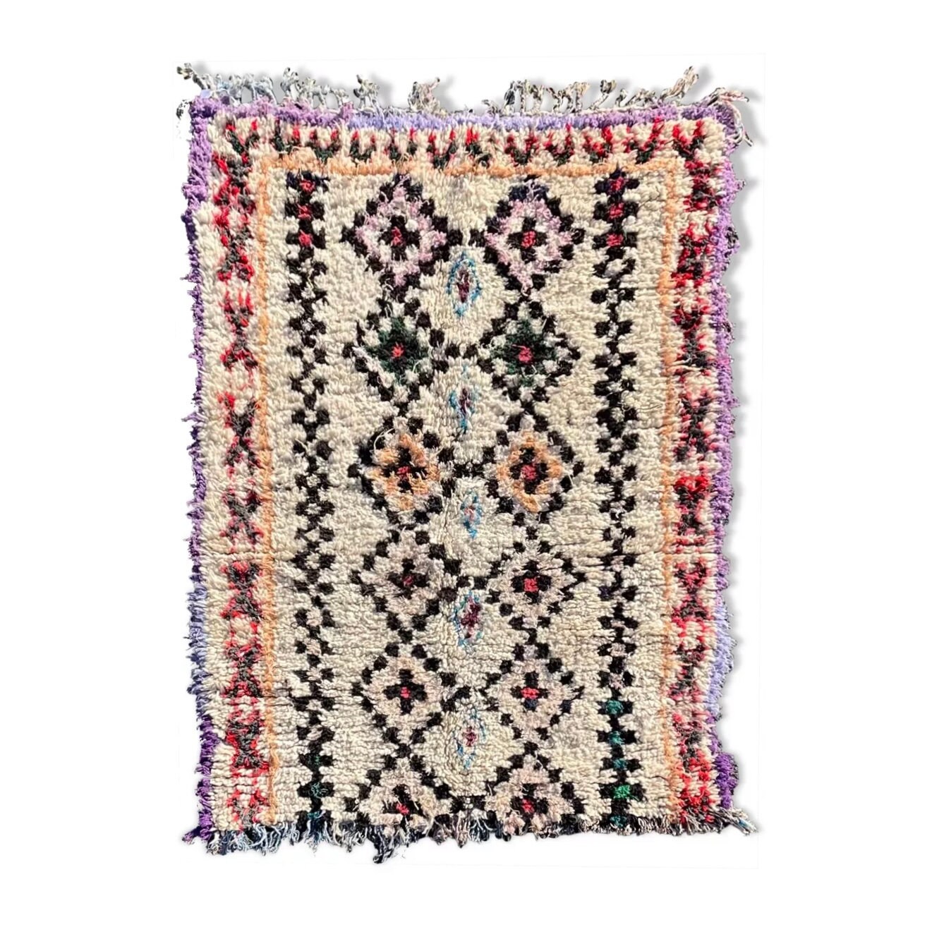 Tapis Marocain Azilal 115×155 cm, Tapis Ancien en Laine, Vintage