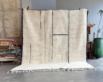 Gorgeous Beni Ourain Rug-White And Black Rug- Emerald Green Rug- woven rug-colorful rug-Natural wool Beniourain Carpet, Unique Geometric Rug
