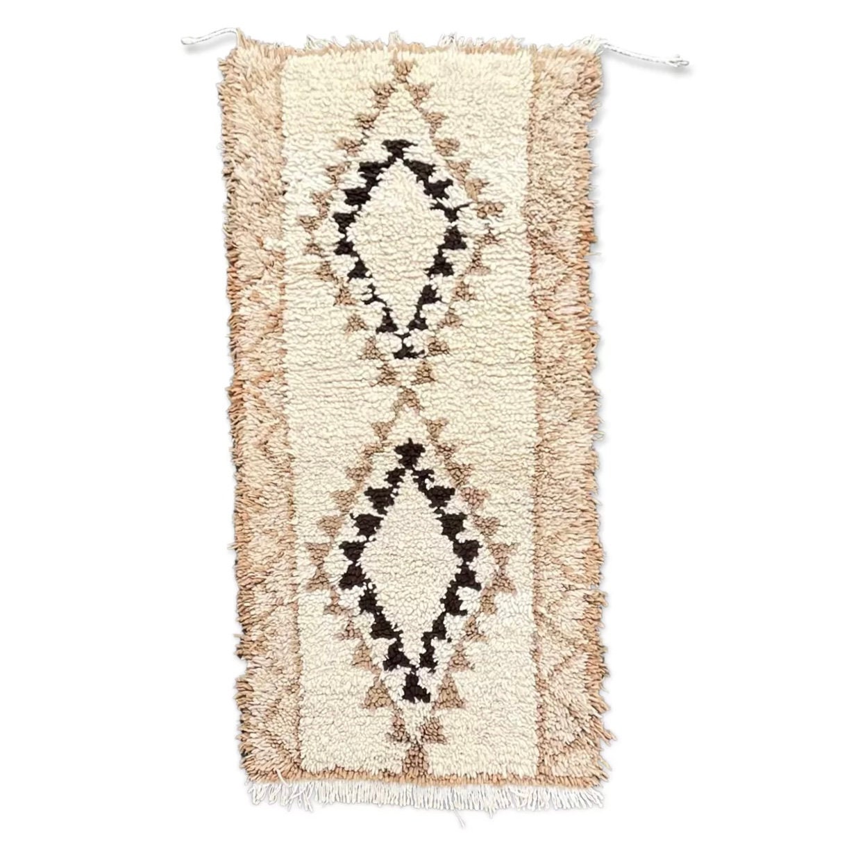 Berber Beni Ouarain Wool Rug 70x145 cm, Moroccan Handmade Rug