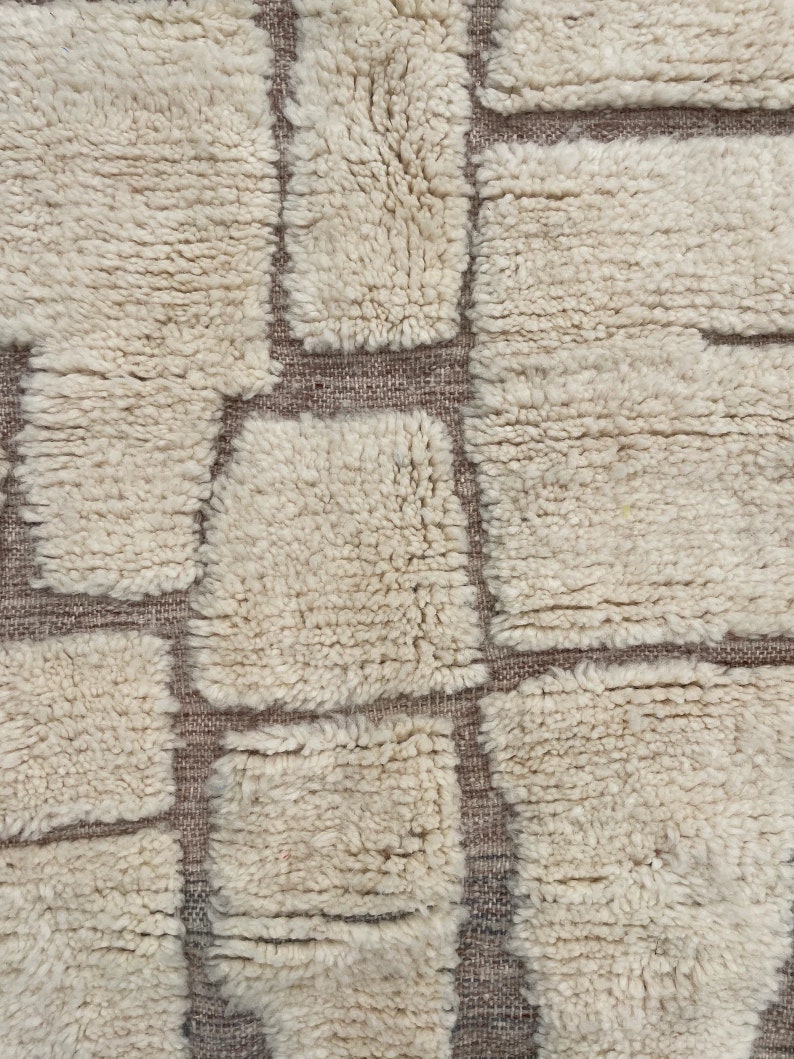 Beni Ourain Majorelle Blue Runner rug-Authentic Moroccan rug-Berber carpet-Genuine Wool rug-Handmade rug-Beni ourain style Teppich Beige