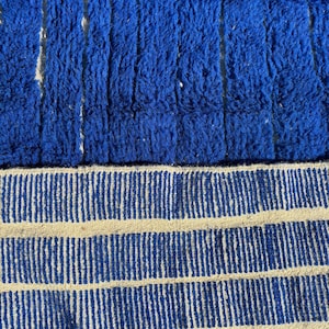 Blauer Majorelle-Teppich, authentischer marokkanischer Teppich, Berberteppich, echter Wollteppich, handgefertigter Teppich, Beni-Ourain-Stil, Flächenteppich, Tapis Berbere Bild 10