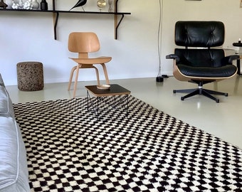 Checkered Moroccan Rug, Checkerboard Rug, Contemporary Moroccan Rug, Checkered Area Rug, Black White Rug, Custom Order Berber Rug