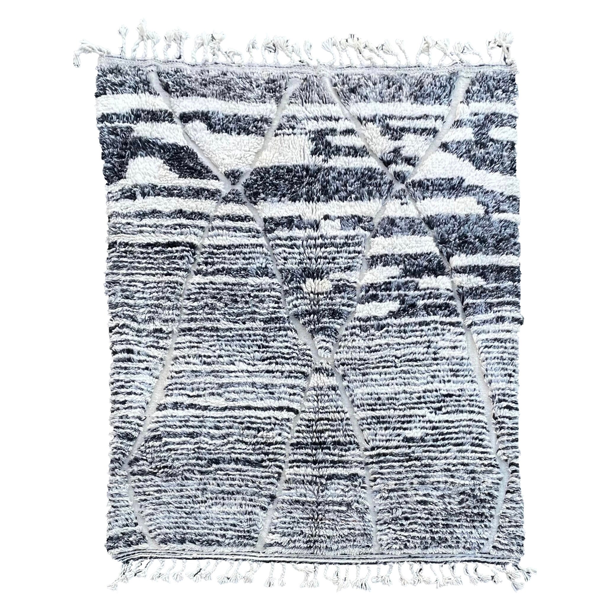 Tapis Marocain Beni Ourain en Laine 200x270 cm, Tapis Azilal Du Maroc, Grand Marocain