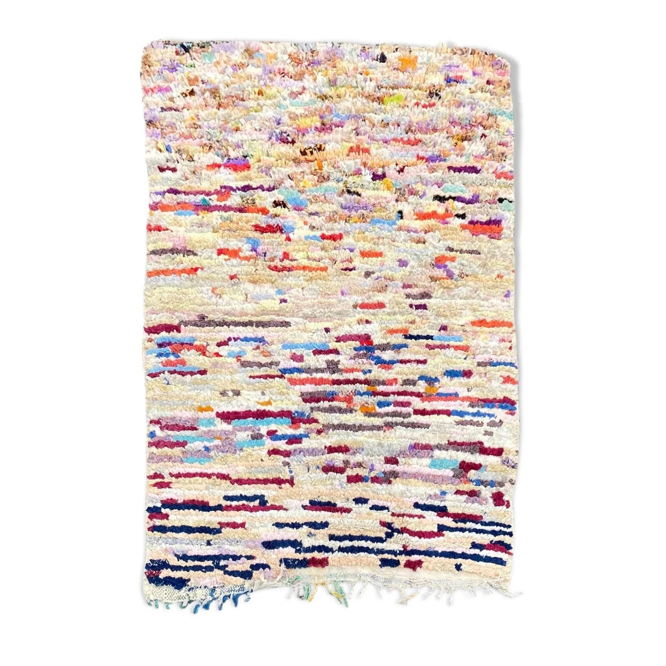 Tapis Berbere Boucherouite 100×155 cm, Tapis Marocain en Laine Fait Main