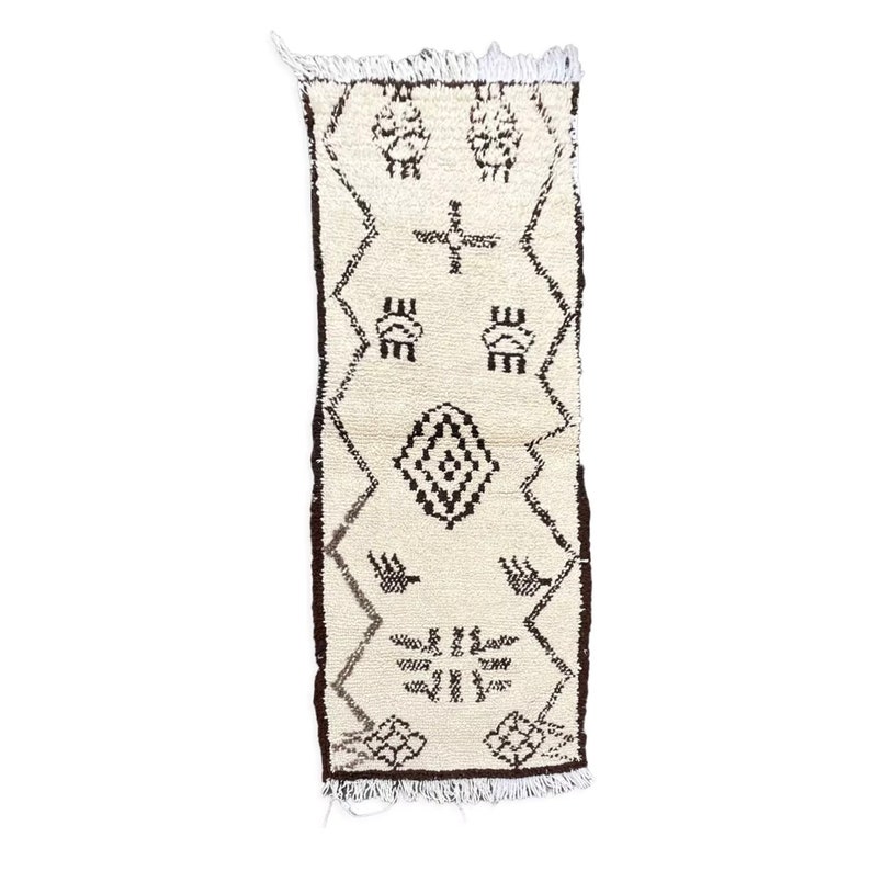 Moroccan beni Ourain Rug, Living Room Runner Rug 80x225 cm, White Beni Ourain Rug, Berber Wool Rug, Modern Area Rug, Tapis Berbère couloir image 2