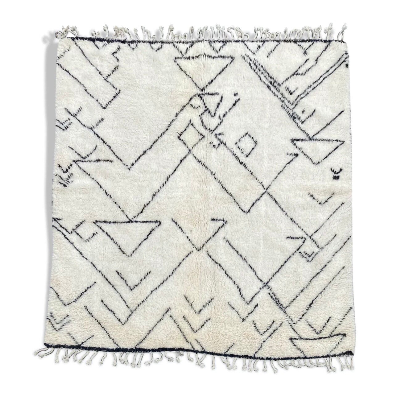 Tapis Berbere M'rirt 225×260 cm, Tapis Noir et Blanc Modern