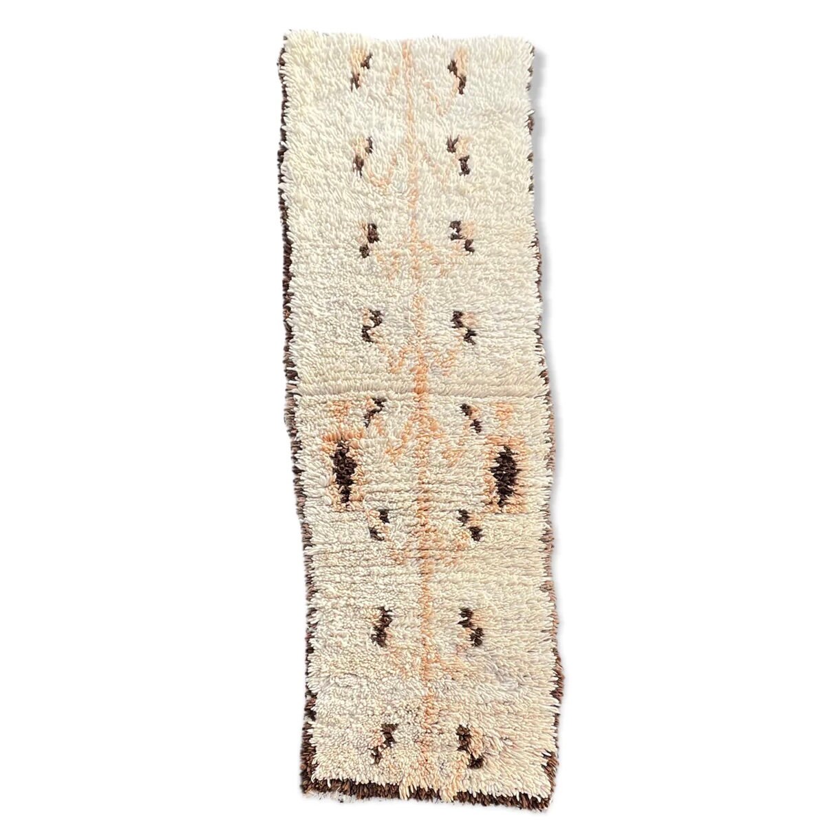 Tapis Marocain Vintage Beni Ourain 75x220 cm, Tapis de Salon, Fait Main en Laine Naturelle