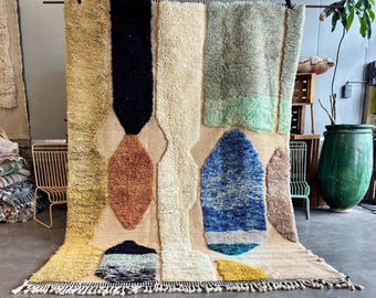 Modern Berber Moroccan Rug – Handmade Wool Rug | Luxury Beni Ourain Rug Colorful Style | Boho Chic Rug