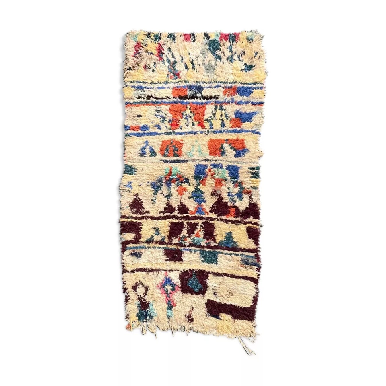 Moroccan Boucherouite Rug 90x220 cm, Berber Rug