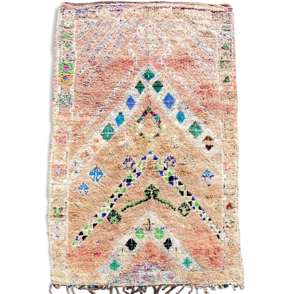 Magnifique Tapis Marocain Bohemian Boujad 165x285 cm, Vintage Rose Du Maroc