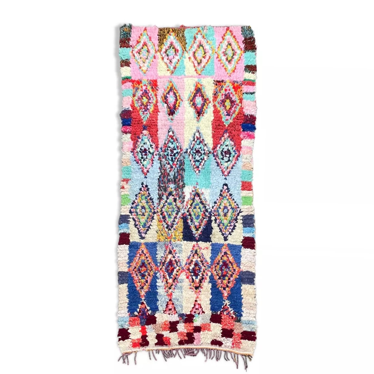 Boucherouite Moroccan Rug 90x215 cm, Berber Handmade Rug