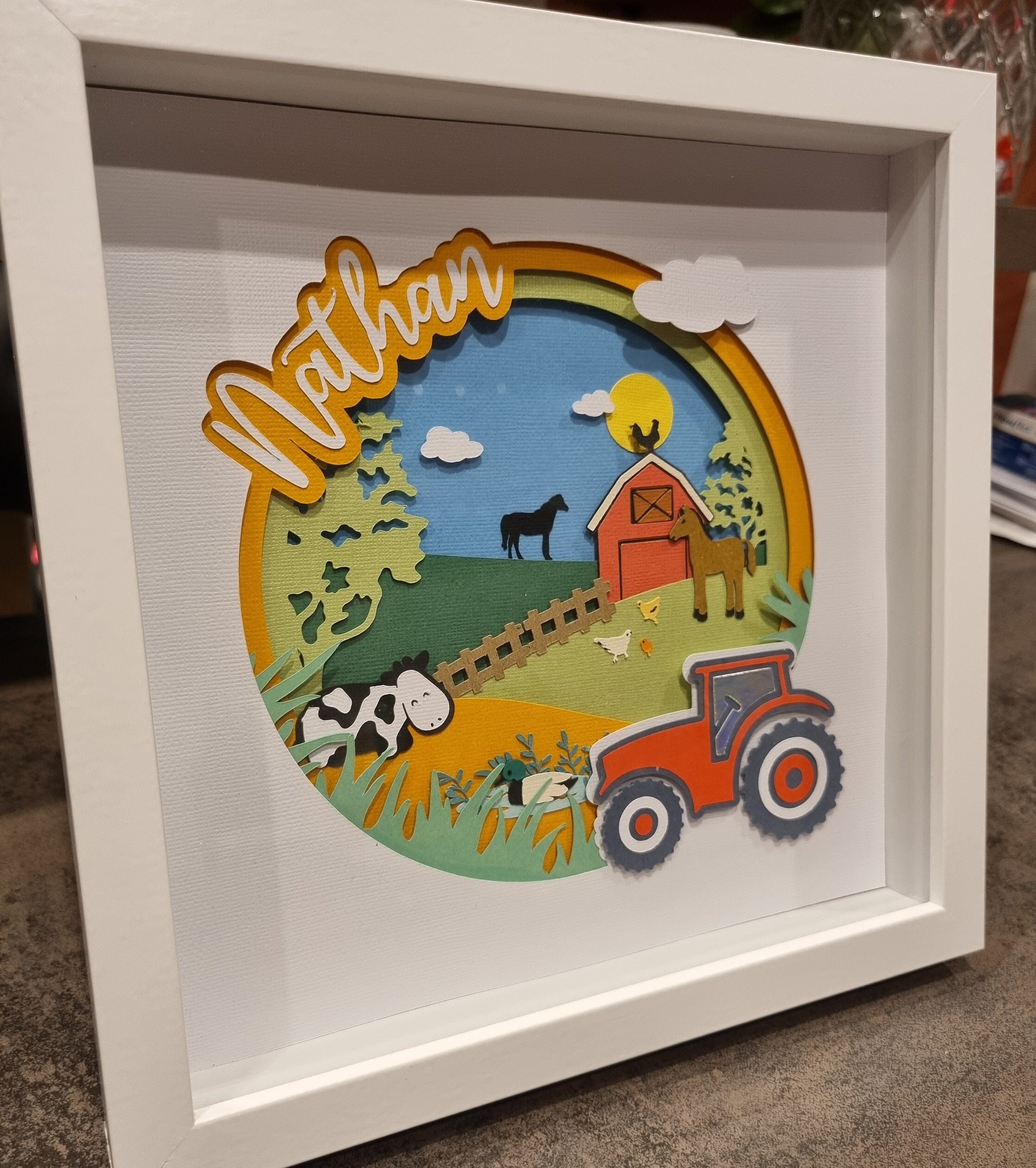 Cadre Enfant à La Ferme - Cadeau Personnalisé D Anniversaire Naissance Animaux de Ferme