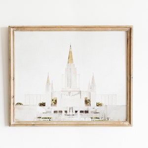 LDS Oakland California Temple Bright White Photograph Art Print, Home Decor Printable Digital Wall Art