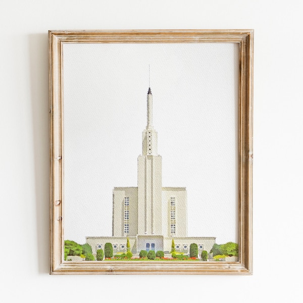 Nieuw-Zeeland Tempel Aquarel Print, Foto Art Print, Home Decor Afdrukbare Digitale Wall Art