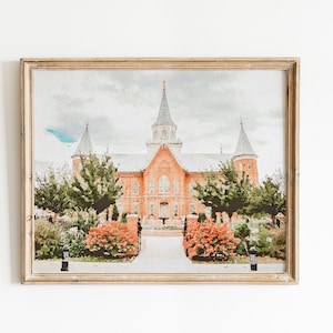 Watercolor Provo City Center Temple Photograph Art Print, Home Decor Printable Digital Wall Art