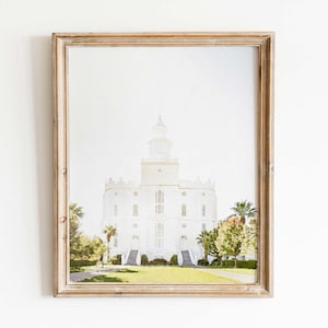 St George Temple Watercolor Print, Photograph Art Print, Home Decor Printable Digital Wall Art