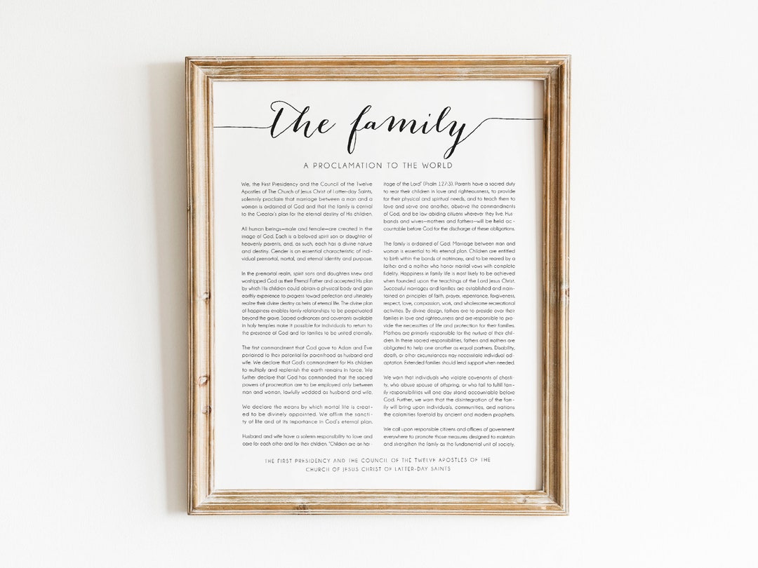The Family Proclamation LDS Printable Digital Art - Etsy