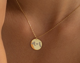 14K Gold Long Distance Friendship Necklace, Long Distance Relationship Gift for Girlfriend | Friendship BFF Necklace, Best Friend Necklace