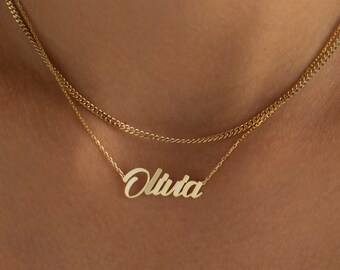 14K Gold Name Necklace, Personalized Name Necklace | Custom Name Necklace, Dainty Name Necklace | Nameplate Necklace, Name Plate Necklace