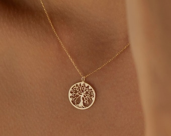 Sterling Silver Tree of Life Necklace, Dainty Tree of Life Pendant | Gold Tree of Life Charm, Family Tree Necklace | Mother's Day Necklace