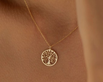 Sterling Silver Tree of Life Necklace, Dainty Tree of Life Pendant | Gold Tree of Life Charm, Family Tree Necklace | Mother's Day Necklace