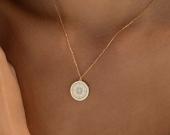 14K Gold Compass Necklace Women, College Graduation Necklace | Compass Jewelry, Journey Necklace | Travel Necklace, Engraved Compass Gift