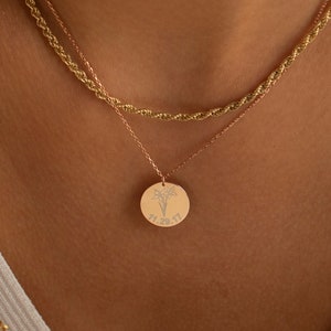 Rose Gold Birth Flower Necklace, Custom Birth Month Flower Necklace | Birth Month Jewelry, Birth Flower Jewelry Gold | Botanical Necklace