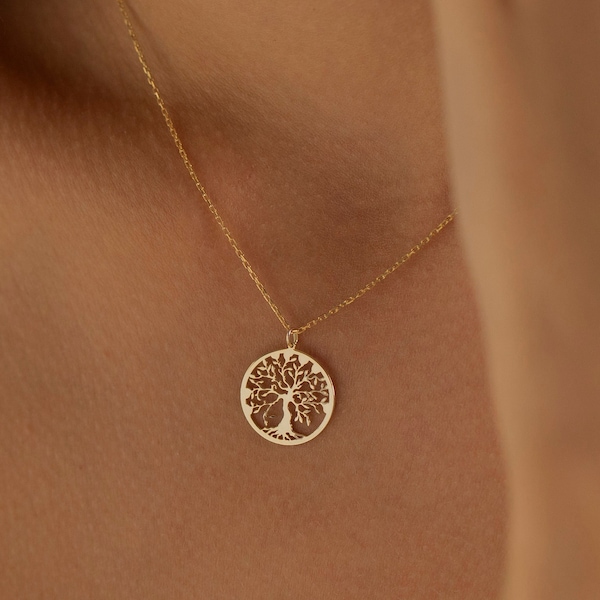 Sterling Silver Tree of Life Necklace, Dainty Tree of Life Pendant | Gold Tree of Life Charm, Family Tree Necklace | Mother's Day Necklace