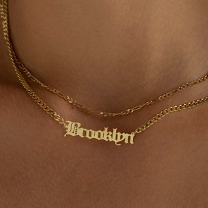 Old English Name Necklace, Sterling Silver Name Necklace | Personalized Name Necklace, Gothic Name Necklace | Gothic Pendant, Punk Necklace