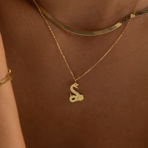 14K Gold Snake Necklace, Medusa Necklace | Snake Pendant, Snake Choker, Snake Charm | Serpent Necklace, Animal Necklace, Gold Snake Jewelry