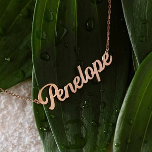 14K Rose Gold Name Necklace, Script Name Necklace | Handwriting Name Necklace, Custom Nameplate Necklace | Personalized Name Necklace Women