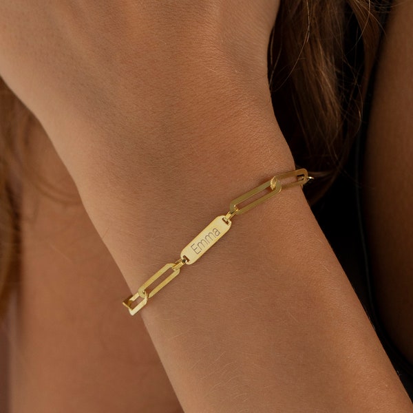 Custom Bar Bracelet, 14K Gold Bar Bracelet | Personalized Bar Bracelet, Engraved Bracelet | Dainty Bar Bracelet, Simple Layering Bracelet