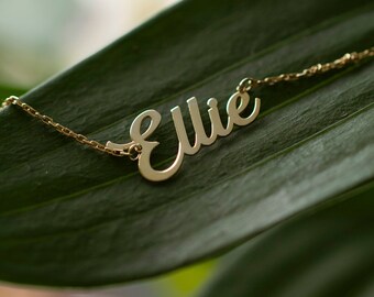 14K Gold Name Necklace, Dainty Name Necklace | Nameplate Necklace, Personalized Name Necklace | Custom Name Necklace, Script Name Necklace