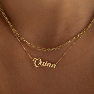 Personalized Name Necklace, 14K Gold Name Necklace | Name Plate Necklace, Gold Nameplate Necklace | Handwriting Necklace, Tiny Name Necklace
