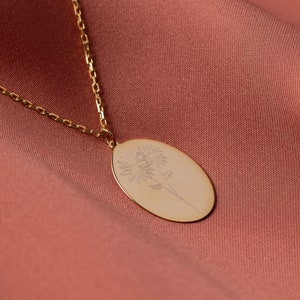 14K Gold Birth Flower Necklace, Personalized Birth Month Flower Necklace | Birth Flower Jewelry, Birth Flower Gift Women | Botanical Jewelry