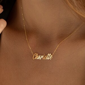 Script Name Necklace, 14K Gold Name Necklace | Custom Name Plate Necklace, Dainty Name Necklace Gold | Personalized Name Necklace for Women