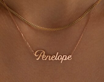 14K Rose Gold Name Necklace, Personalized Name Necklace | Dainty Name Necklace, Cursive Name Necklace | Nameplate Necklace, Custom Nameplate