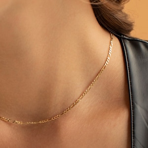 Figaro Chain Necklace, 925 Silver Figaro Chain | 14K Gold Chain, Thin Gold Chain Necklace | Dainty Gold Chain Necklace, Delicate Gold Chain
