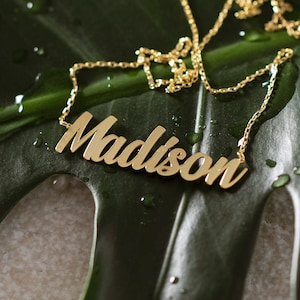 14K Gold Name Necklace, Dainty Name Necklace | Tiny Name Necklace, Minimalist Name Necklace | Gold Nameplate Necklace, Name Plate Necklace
