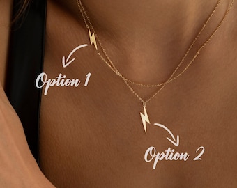 14K Gold Lightning Bolt Necklace, Everyday Necklace Women | Dainty Lightning Bolt Charm, Tiny Lightning Bolt Pendant | Simple Gold Necklace