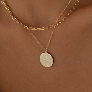 14K Gold Compass Necklace, College Graduation Necklace Daughter | Travel Necklace, Engraved Compass Gift | Compass Jewelry, Journey Necklace
