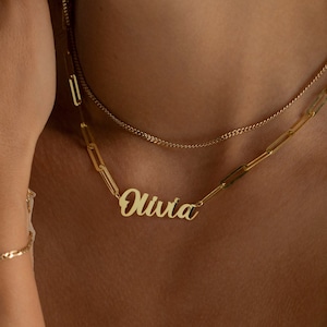 14K Gold Name Necklace, Dainty Name Necklace | Personalized Name Necklace, Custom Name Plate Necklace | Nameplate Necklace, Custom Nameplate