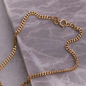 Dainty Cuban Link Bracelet, 14K Gold Curb Chain Bracelet | Simple Gold Bracelet, Delicate Bracelet | Thin Gold Bracelet, Layering Bracelet