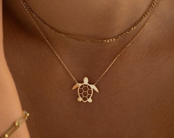 Dainty Turtle Necklace, Sterling Silver Turtle Necklace | Gold Turtle Charm, Sea Turtle Necklace | Turtle Gifts for Women, Nature Necklace