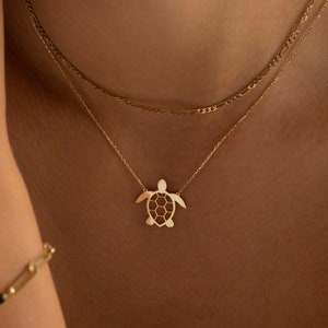 Dainty Turtle Necklace, Sterling Silver Turtle Necklace Gold Turtle Charm, Sea Turtle Necklace Turtle Gifts for Women, Nature Necklace image 1