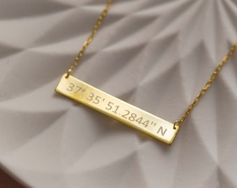 925 Silver Custom Coordinate Necklace, Personalized Coordinate | Latitude Longitude Necklace, Where We Met | Engraved Coordinate Necklace