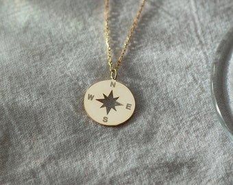 14K Gold College Graduation Necklace, Compass Necklace Women | Journey Necklace, Compass Jewelry | Travel Necklace, Engraved Compass Gift