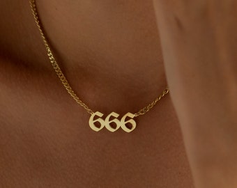 14K Gold Angel Number Necklace, Protection Necklace | Angel Number Pendant, Custom Angel Number | 222 444 777 333 111 555 999 666 Necklace