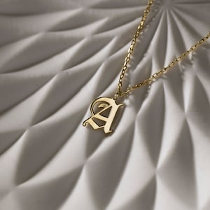 14K Gold Letter Necklace, Personalized Initial Necklace | Old English Initial Necklace, Custom Initial Necklace| 925 Silver Initial Necklace