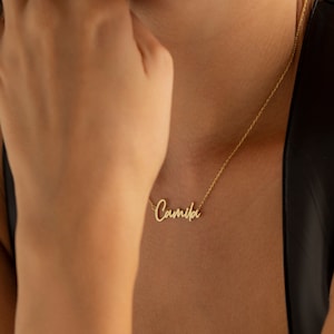 Script Name Necklace, 14K Gold Name Necklace | Handwriting Name Necklace, Cursive Name Necklace | Nameplate Necklace, Dainty Name Necklace